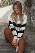 Striped Knit Puff Sleeve Casual Sweater